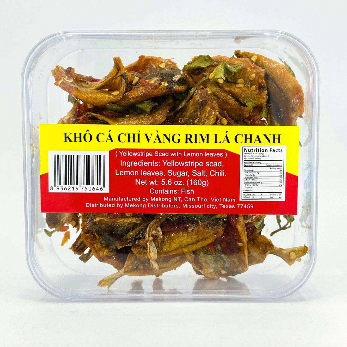 Yellowstripe Scad with Lime Leaves (Khô Cá Chỉ Vàng Rim Lá Chanh) - 5.6oz/160g